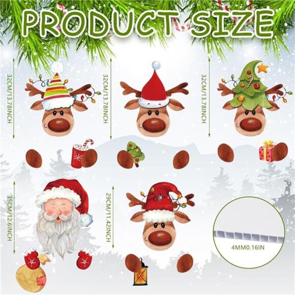 5 Piece Christmas Fence Peeker Decoration Peeking Garden Yard Decorations - Picture 2 of 7